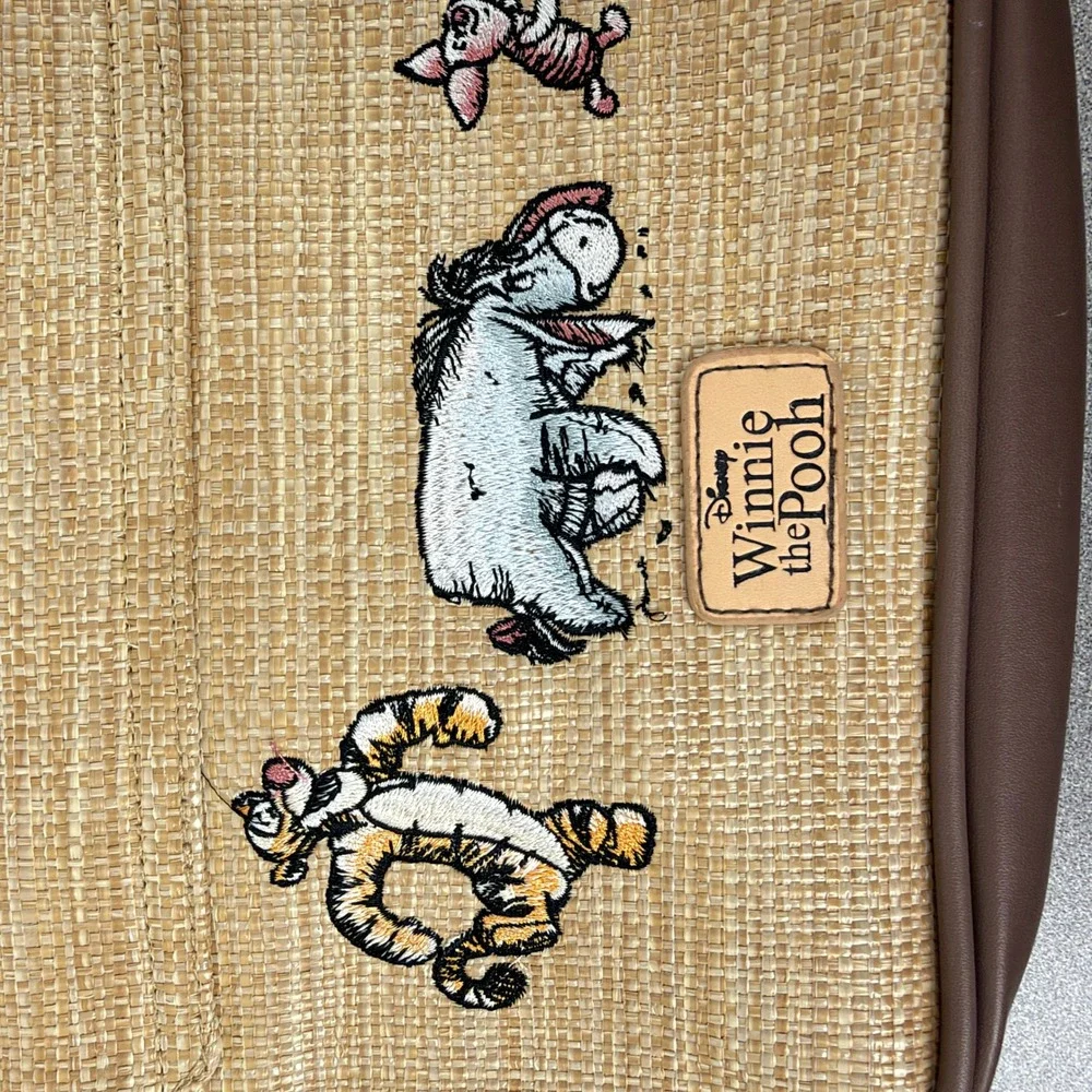 Disney Bag Womens Tan Winnie the Pooh Hundred Acre Crossbody Straw Buckle Down